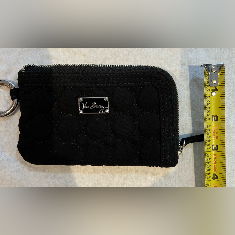Vera Bradley Black Quilted Zip Card Case with Logo Plate - Picture 6 of 6